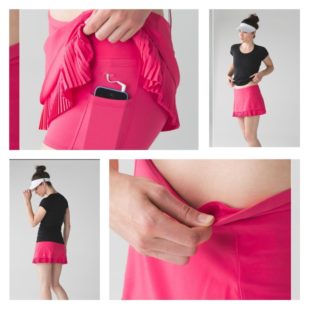 Lululemon Athletica Pink Pleated Skater Mini Skirt